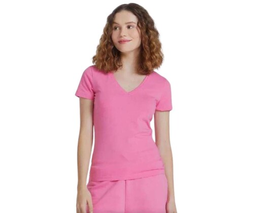 BLUSA BASICA ALGODÃO E ELASTANO HERING 02TQ - Pink