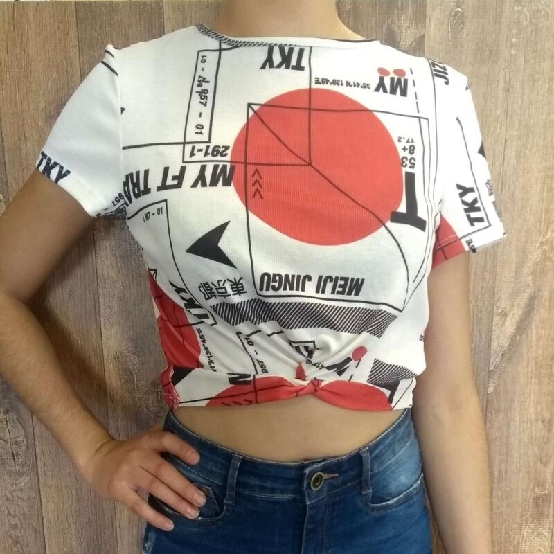 Blusa Cropped Manga Curta My Favorite Bl Estampada Delabela