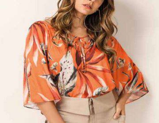 BLUSA DECOTE REDONDO MORENA ROSA 107476 - Laranja