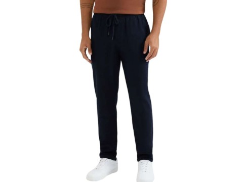 CALÇA BÁSICA MASCULINA TAPER EM LINHO HERING KG3M - Marinho