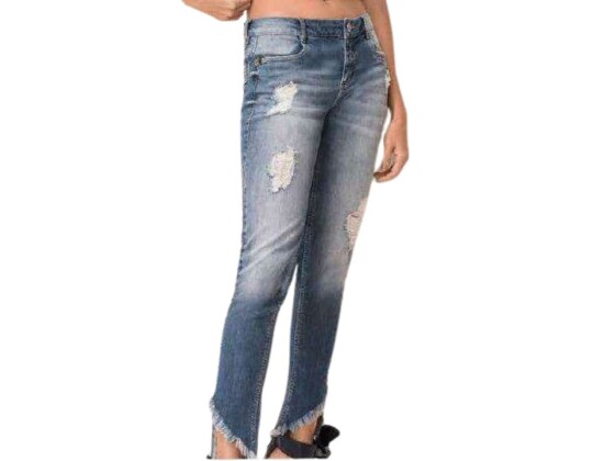 CALÇA JEANS ISABELLI BORDADO MORENA ROSA 03405 - Azul