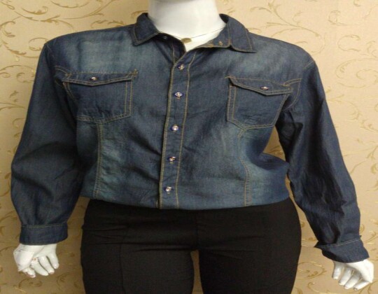 CAMISETE FEMININO JEANS COM BOLSOS PLJ - Jeans