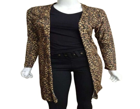 CARDIGAN LONGO ANIMAL PRINT LOLLA - Marrom