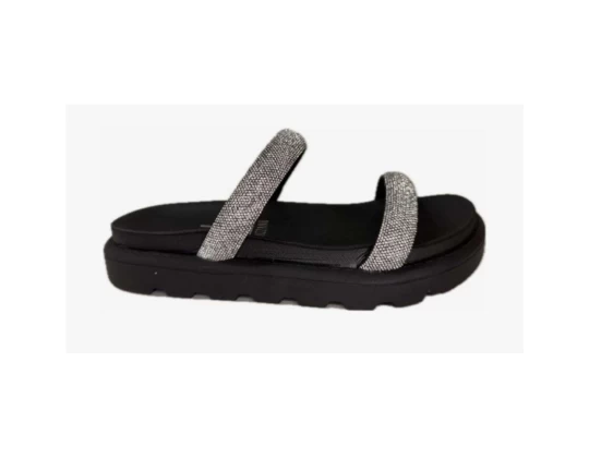 CHINELO PRATA PAPETE COM STRASS VIZZANO 6459.310 - Preto