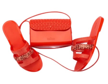 CHINELO SLIDE + BOLSA DESIRE MELISSA 35741 - Vermelho