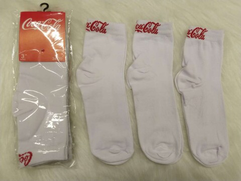 KIT 3 MEIAS FEMININA SOQUETE COCA COLA 10020007 - Branco