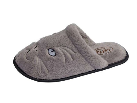 PANTUFA EXTRA SUAVE BORDADO GATINHO LEFFA 769 - Cinza