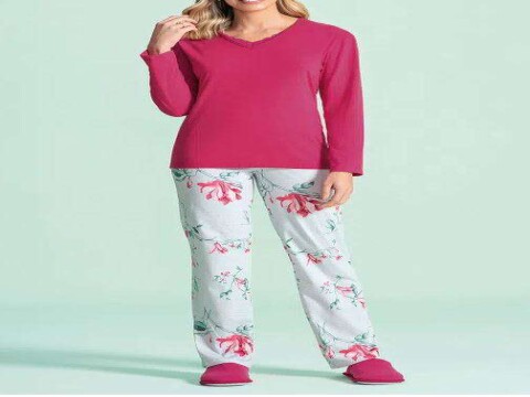 PIJAMA MANGA LONGA FLORES LUA ENCANTADA 1090 - Pink