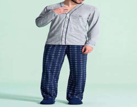 PIJAMA MASCULINO ML COM BOTÕES LUA ENCANTADA 1255003 - Marinho