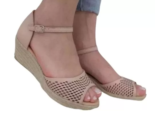 Sandália espadrille anabela ala com trama feminina shops