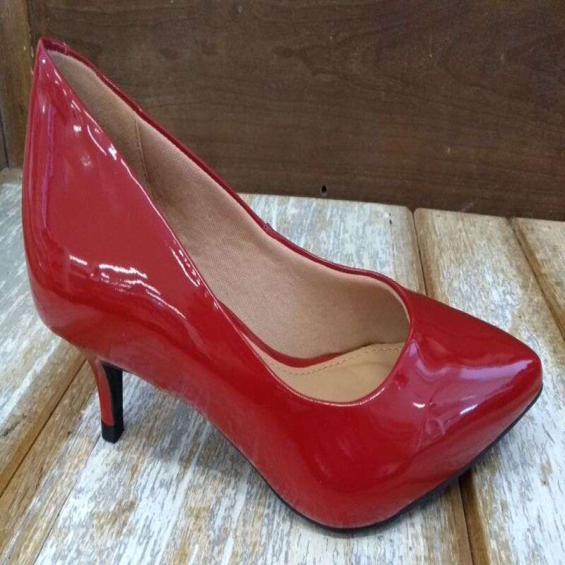 sapato feminino vermelho de verniz