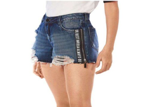 SHORTS FIVE DETALHE ZIPER MORENA ROSA 204431 - Jeans