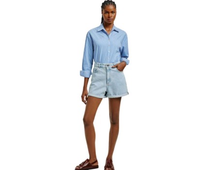 SHORTS JEANS FEMININO CINTURA ALTA HERING HBXC - Azul claro