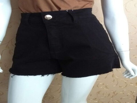 SHORTS JEANS LINHA A COM FAIXA MORENA ROSA 204367 - Preto