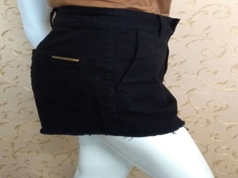 SHORTS JEANS LINHA A COM FAIXA MORENA ROSA 204367 - Preto