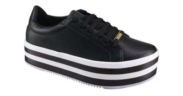 Tenis flatform hot sale preto vizzano