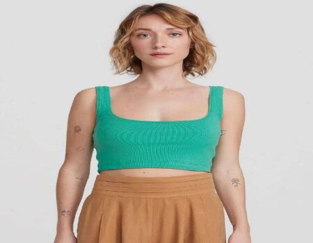 TOP CROPPED FEMININO DECOTE QUADRADO HERING 4AJH - Verde