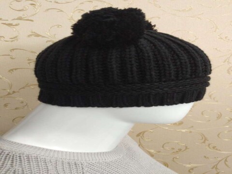 TOUCA DOIS POMPOM TRICOT - Preto