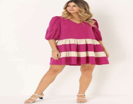 VESTIDO CREPE COLOR BLOCK SEIKI 480493 - Roxo