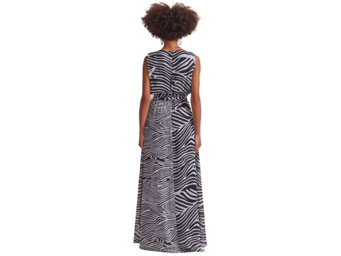 VESTIDO LONGO ANIMAL PRINT MARIA VALENTINA 108169 - Preto