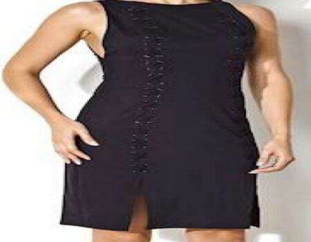 VESTIDO TRACADO FRENTE DETALHE COSTAS 05972 - Preto