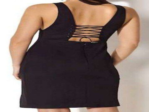 VESTIDO TRACADO FRENTE DETALHE COSTAS 05972 - Preto