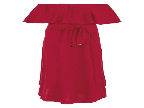 VESTIDO MIDI OMBRO A OMBRO HERING 0B1R - Vermelho